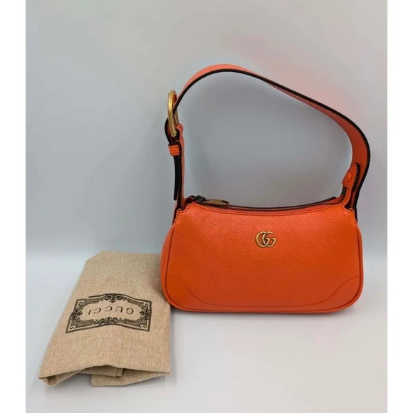 Gucci Aphrodite Small Leather Shoulder Bag in orange with Orignal Dust Bag - Picture 9 of 13